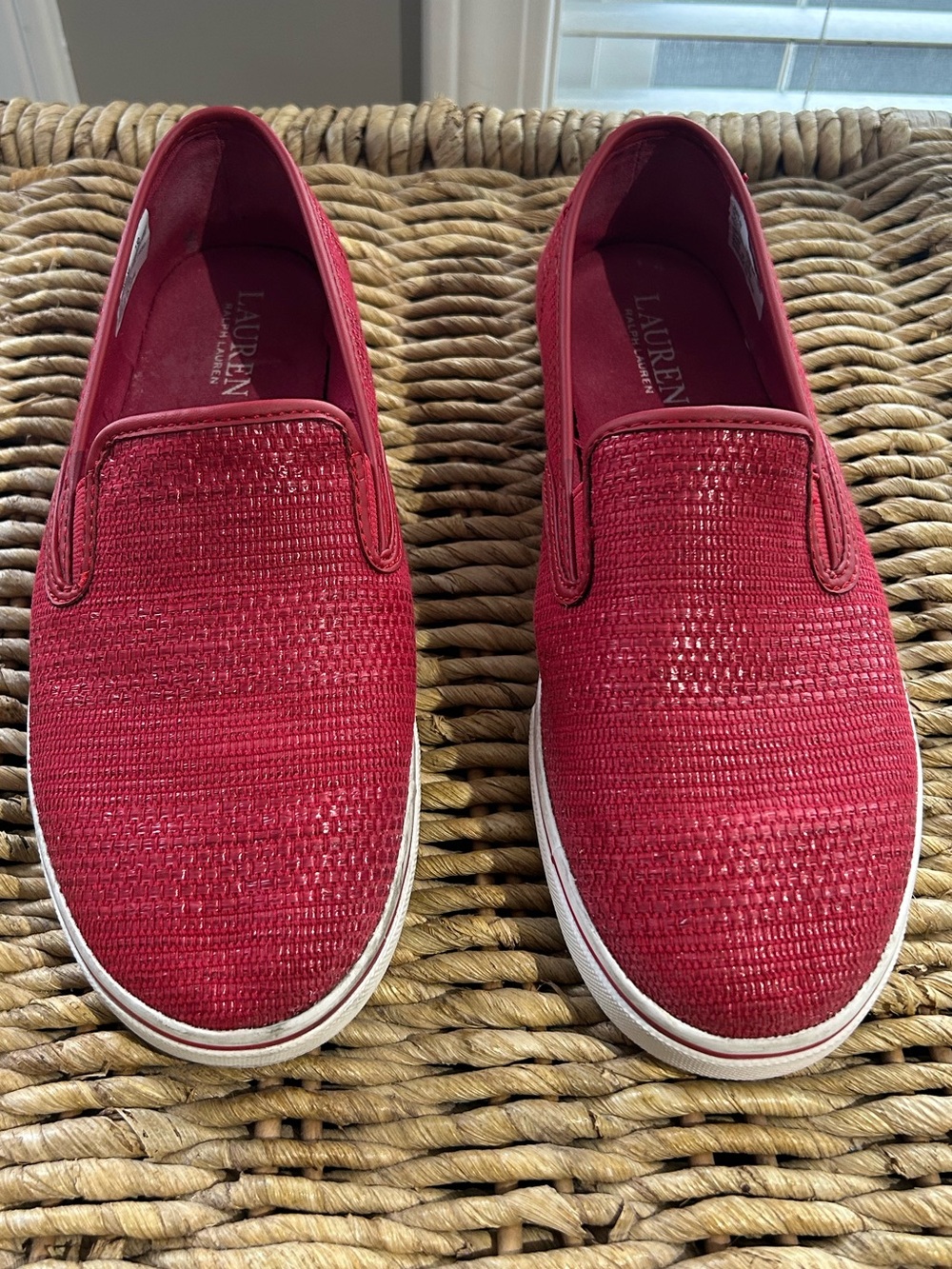 Lauren Ralph Lauren Women’s Red Woven Slip-On Sneakers Size 7.5